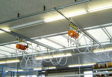 Equipment Crane in a fitting and installation company for windows